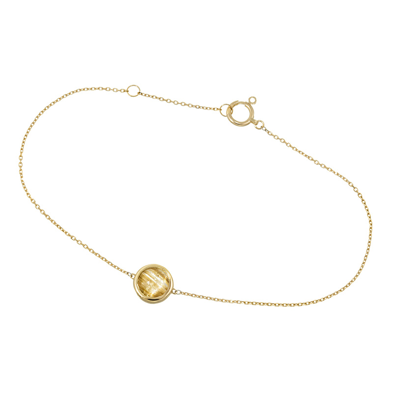 K18YG ルチルクォーツキャッツアイ ブレスレット QU 約1.00ct 