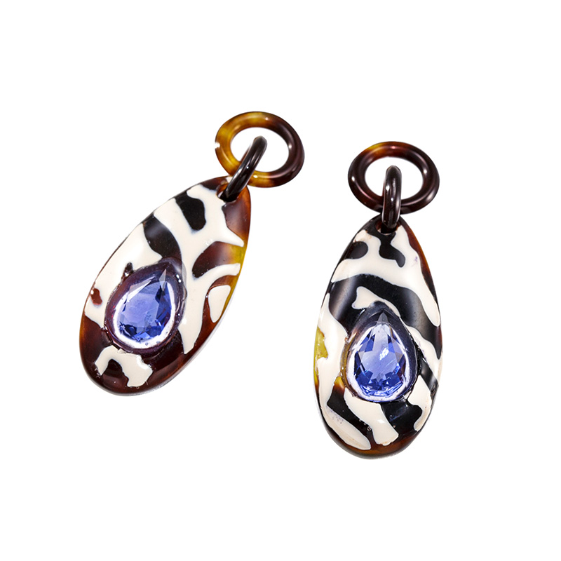 本べっ甲 蒔絵水もく フローライト チャーム FL 約2.80ct