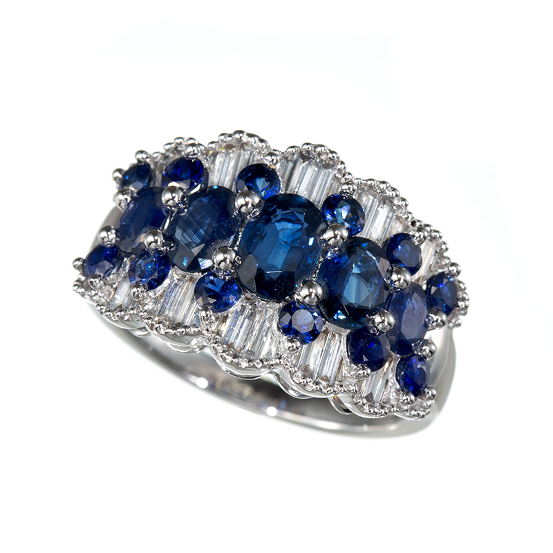 K18WG サファイア ダイヤ DIVA リング SA 約2.30ct D 約0.43ct 