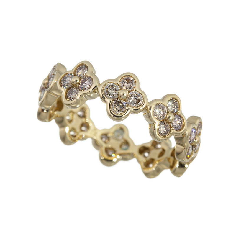 K18YGブラウンダイヤモンドフルエタニティーリングBRD約1.25ct#12