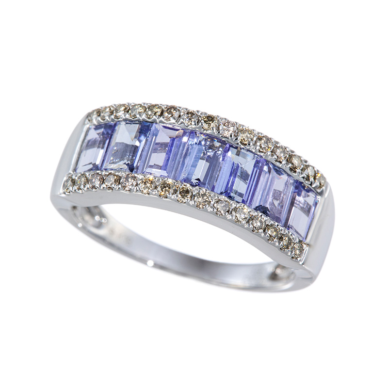 K18WG タンザナイト ブラウンダイヤ リング TA 1.90ct BRD 0.25ct
