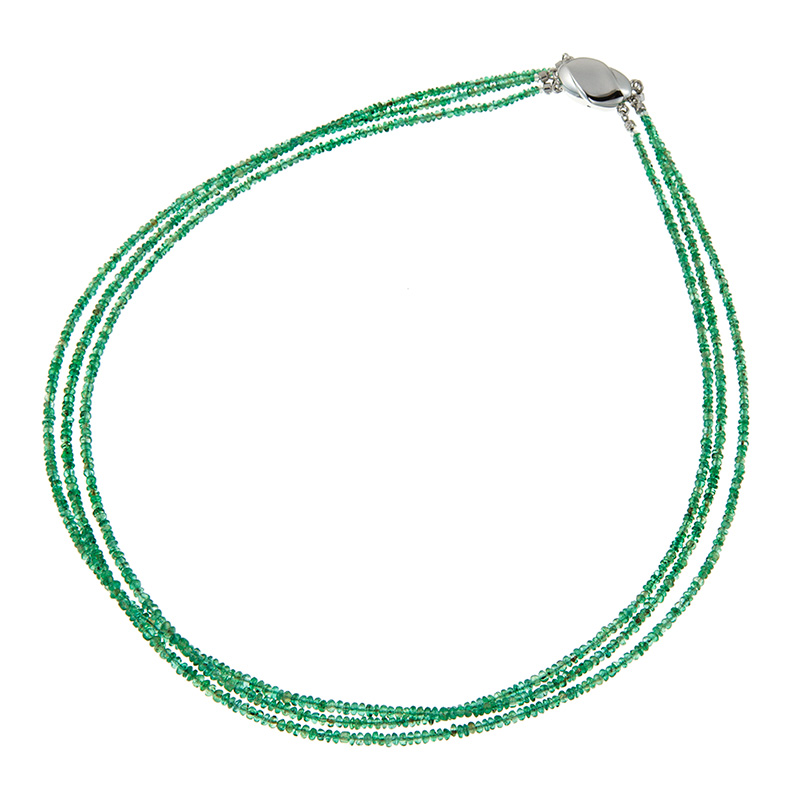 SV エメラルド 3連ネックレス EM 約50.00ct