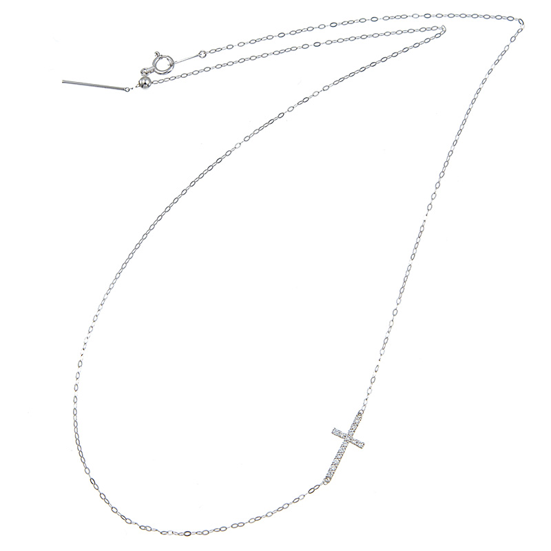 GSTV K18WG ダイヤモンド クロス ネックレス D 約0.10ct 