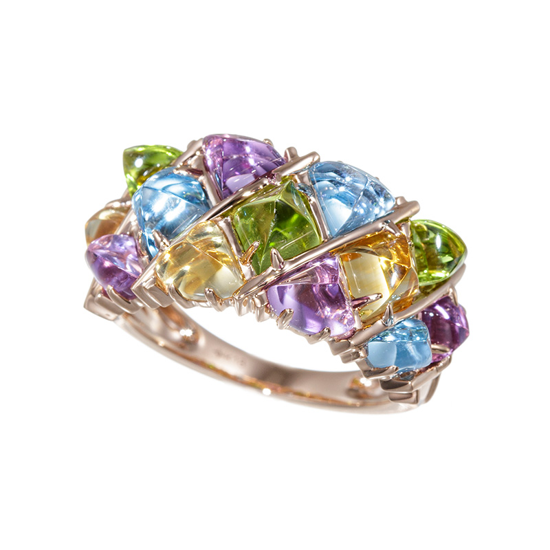 K18PG アメシスト ブルートパーズ ペリドット シトリン リング K18PG アメシスト ブルートパーズ ペリドット シトリン リング