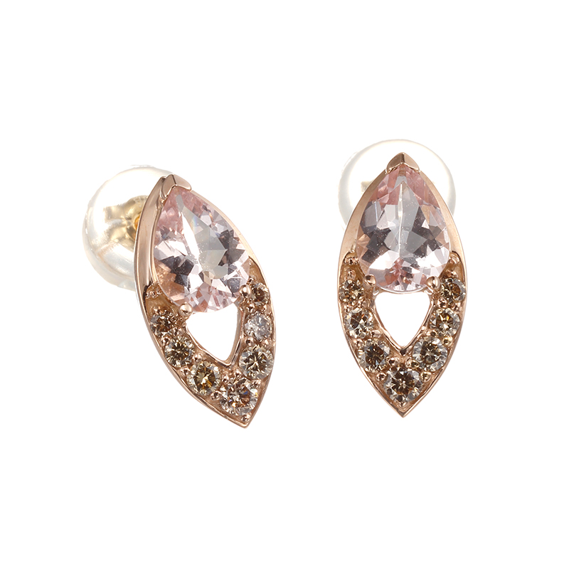 K18PGモルガナイト／ダイヤモンドピアス | VERITEOnline-Shop｜ラグジュア