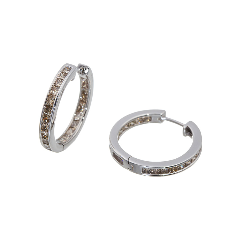 K18WG ブラウンダイヤモンド ピアス BRD 約2.00ct 
