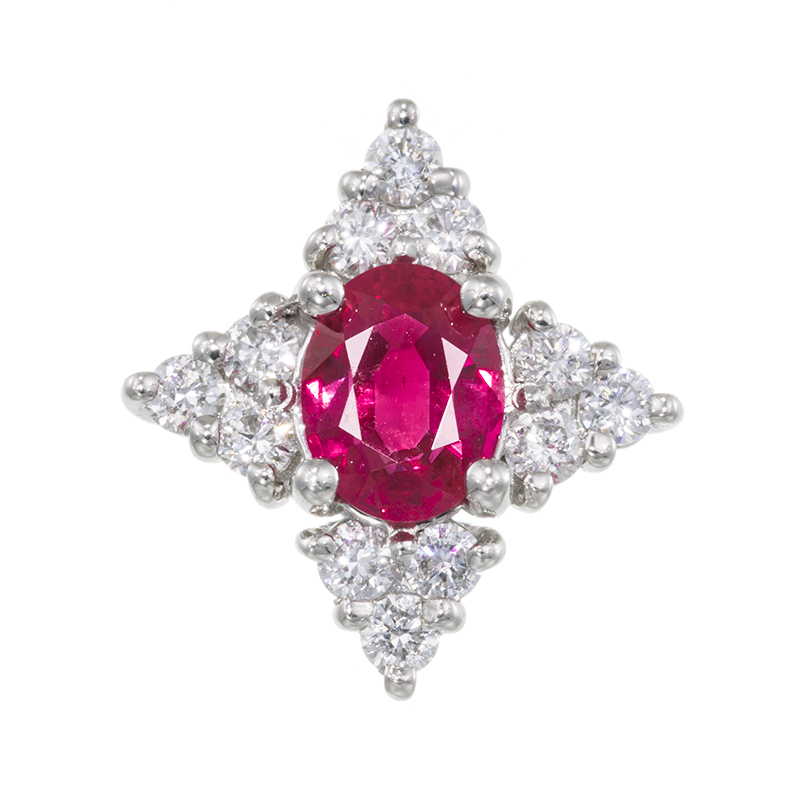 PT950 ミャンマー産パッション・レッドルビー ダイヤ ペンダントトップ