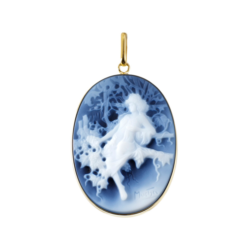 K18YG メノウカメオ ペンダントトップ カメオ 約30×22mm