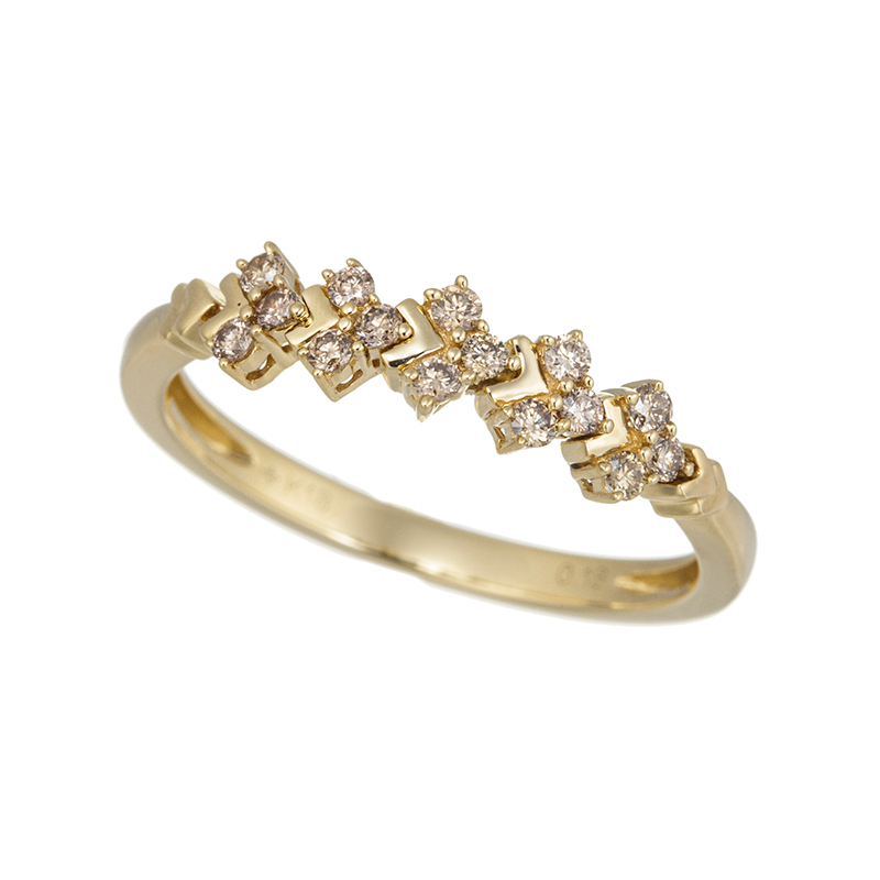 K18YG ブラウンダイヤモンド 光の道しるべ リング BRD 約0.18ct 