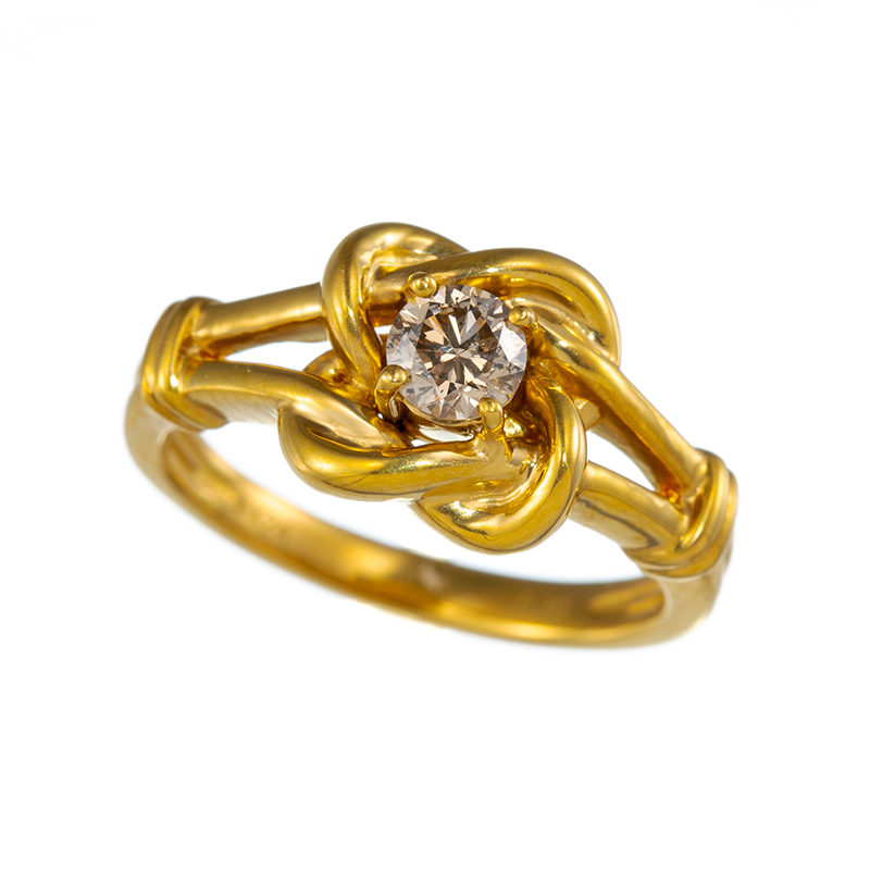 純金 ブラウンダイヤモンド Lovers Knot リング BRD 約0.30ct