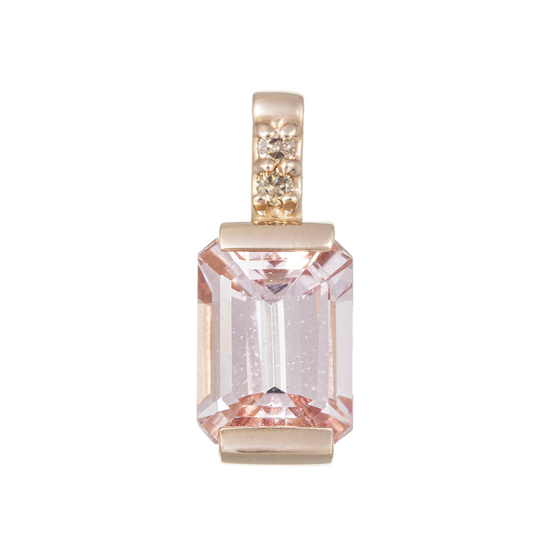 K18PG モルガナイト ブラウンダイヤ ペンダントトップ MOR 約1.50ct