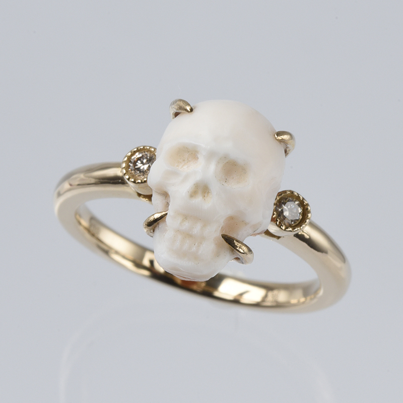 K18CG アントニオ・ペルニーチェ シェルカメオ ブラウンダイヤ リング