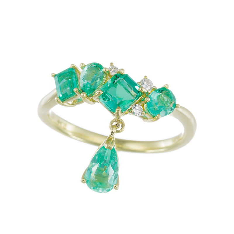 K18GG コロンビア産エメラルド ダイヤ リング EM 約1.00ct D 約0.04ct 
