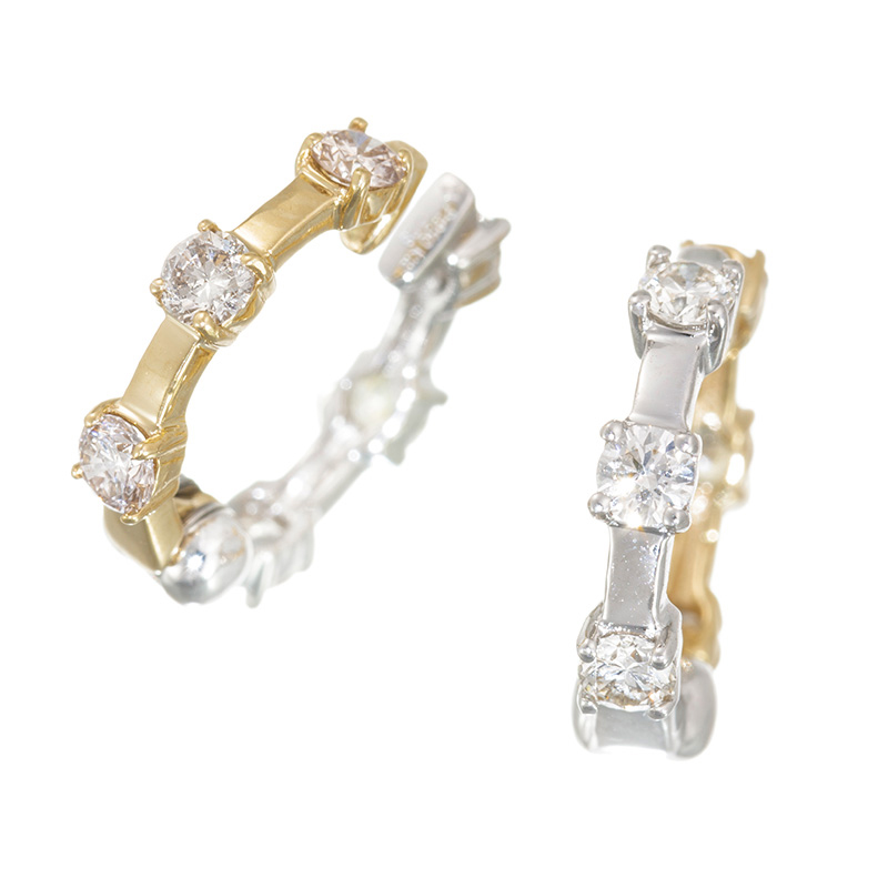 K18YG/PT950 ブラウンダイヤモンド & ダイヤ ピアリング BRD 約0.29ct