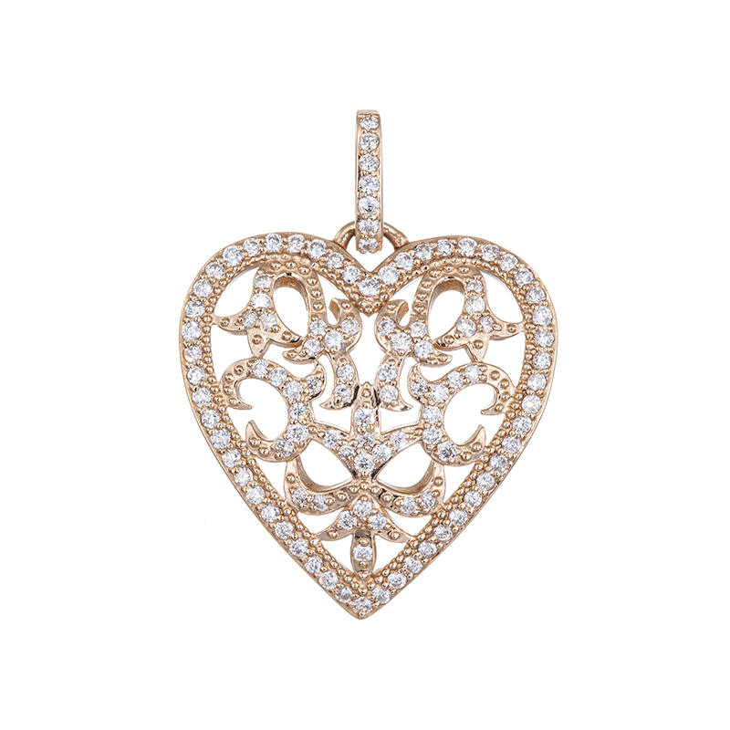 GSTV K18PG ダイヤモンド アラベスクハート ペンダントトップ D 約0.40ct 