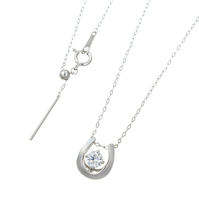 PT950 Dカラーダイヤモンド 馬蹄 ネックレス D 約0.30ct(D SI2 3EX)