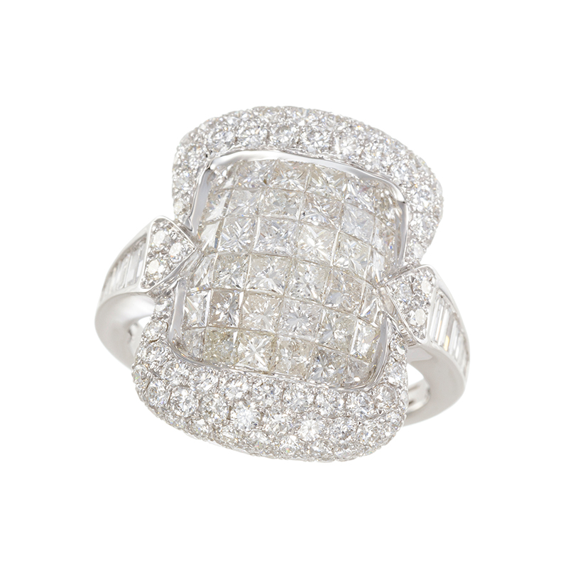 K18WG ダイヤモンド DIVA ミステリーセッティング リング D 約3.20ct 