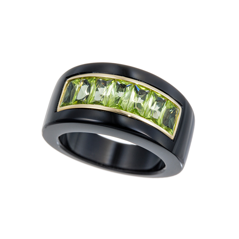 K18YG ペリドット オニキス リング PE 約1.80ct