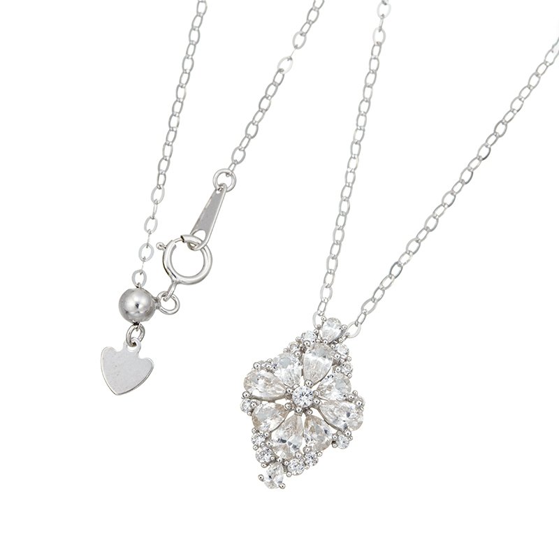 パラジウムシルバー950 天然ホワイトジルコン ネックレス ZI 約2.30ct 