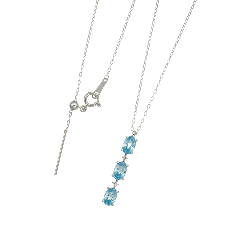 PT950 ブルージルコン ダイヤ ネックレス ZI 約1.50ct D 約0.02ct