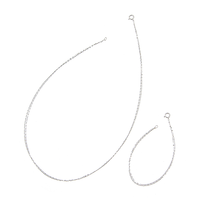 純PT ミニペタル２連ネックレスチェーン 純PT ミニペタル2連ネックレスチェーン