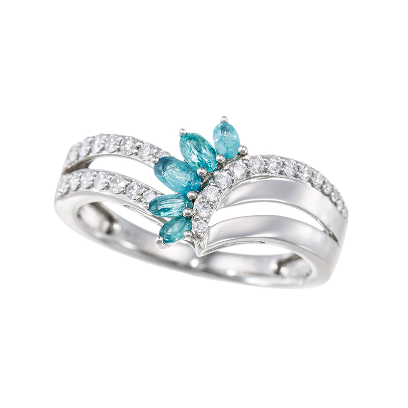 GSTV パライバトルマリンリング　PT950 GSTV PT950 アウイナイト ブラジル産パライバトルマリン リング