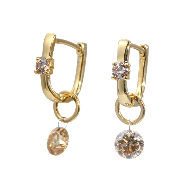 K18YGブラウンダイヤモンドピアス＆ピアスチャームセット