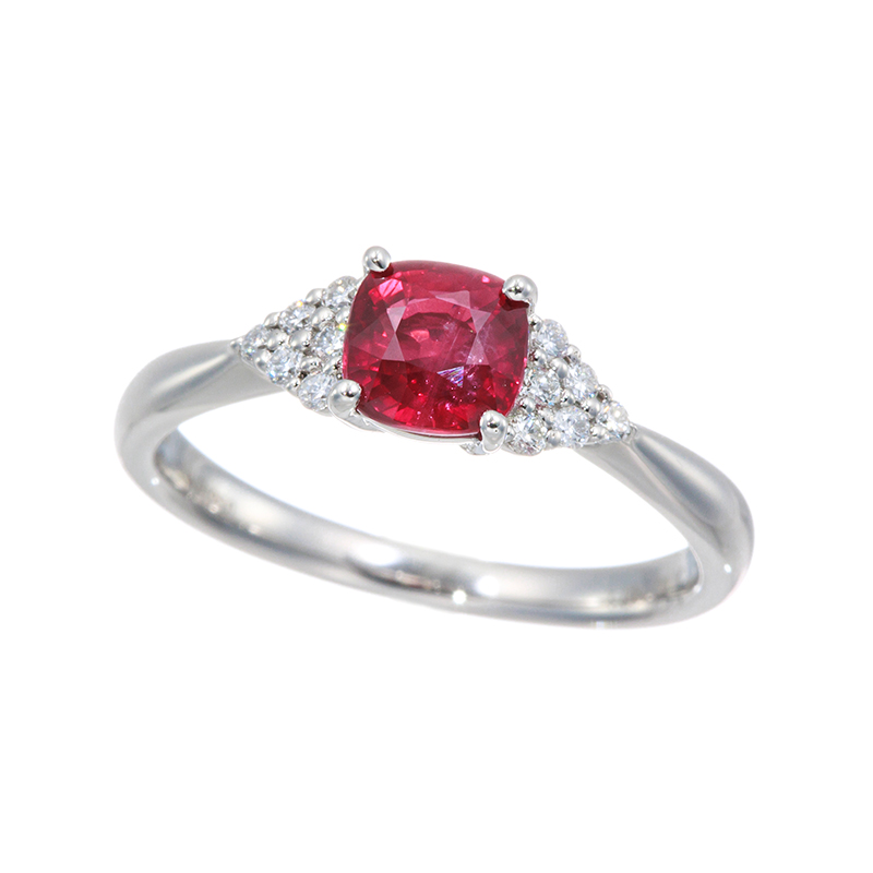 PT950 モザンビーク産ルビー ダイヤ リング RB 約1.00ct D 約0.10ct 