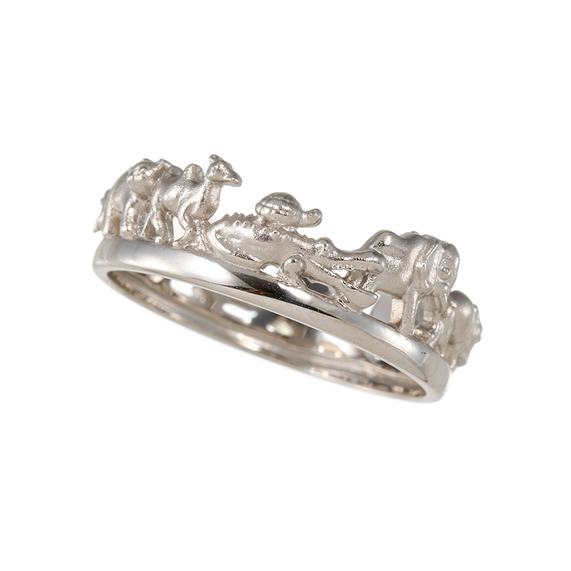 ダイヤモンド×ルビー アニマルモチーフ ワニ 鰐 リング K18YG あげる 15.8g 