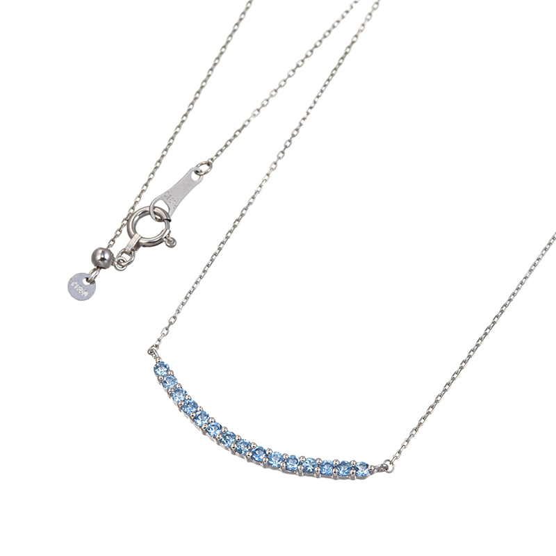 PT950/PT850 サンタマリアアフリカーナアクアマリン スマイルライン ネックレス