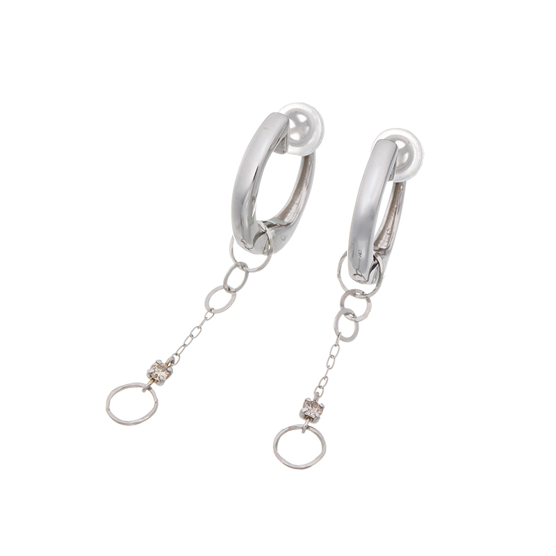 PT900/PT850/SV ブラウンダイヤモンド チャーム＆フェザータッチイヤリング セット