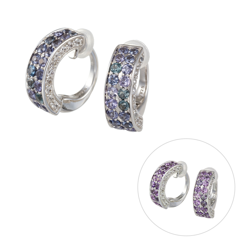 GSTV パラジウムシルバー950 カラーチェンジガーネット 天然ホワイト  