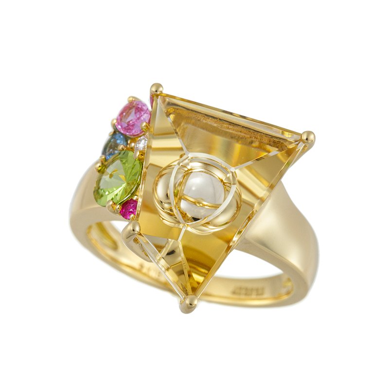 K18YG ムンシュタイナーマジックアイカット シトリン リング 