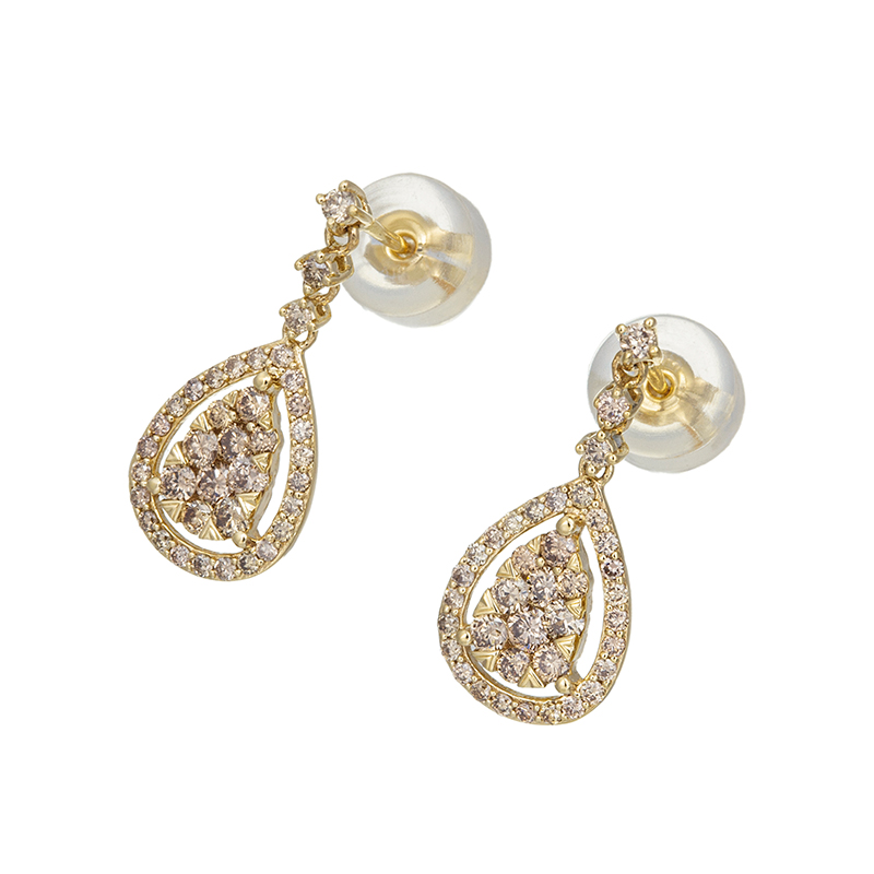 K18YG ブラウンダイヤモンド shining ピアス BRD 約0.70ct 