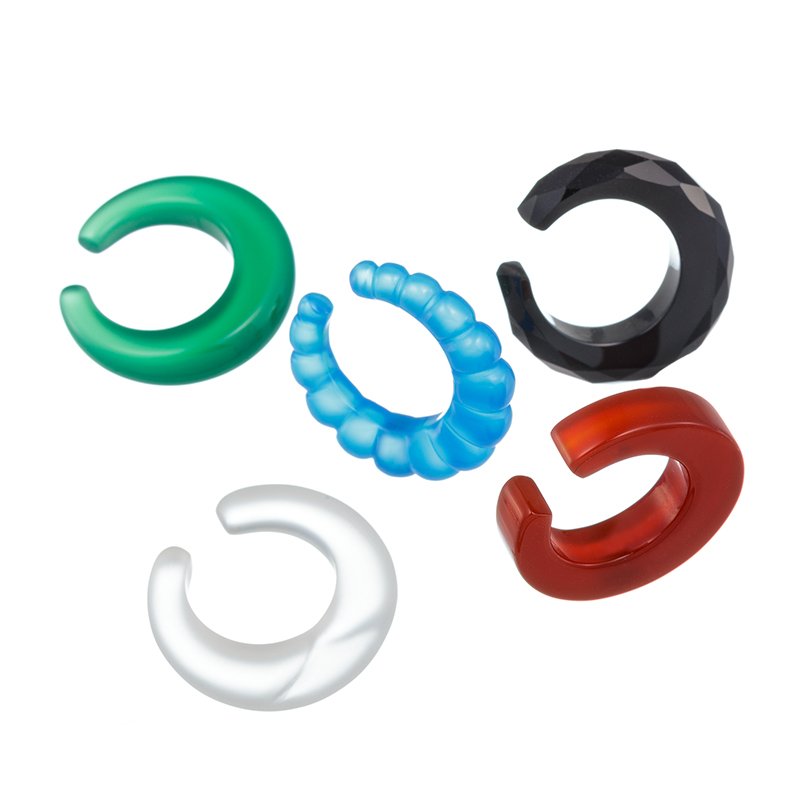 カーネリアン クリソプレーズ ブルーカルセドニー ロッククリスタル オニキス イヤーカフ 5点セット