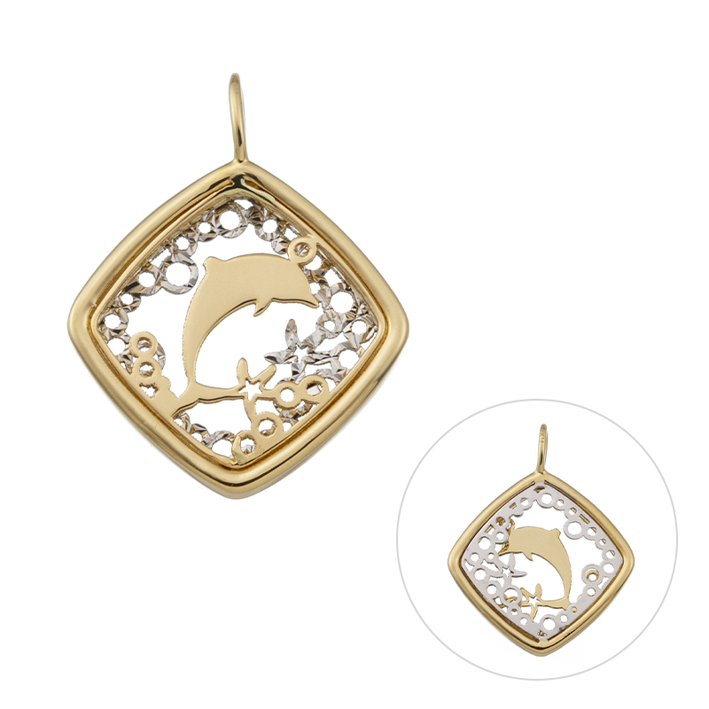 K18YG/WG 2カラードルフィンペンダントトップ 約1.1ｇ