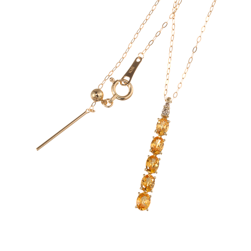 K18YGマンダリンガーネットブラウンダイヤネックレスGA約0.80ctBRD約0.02ct