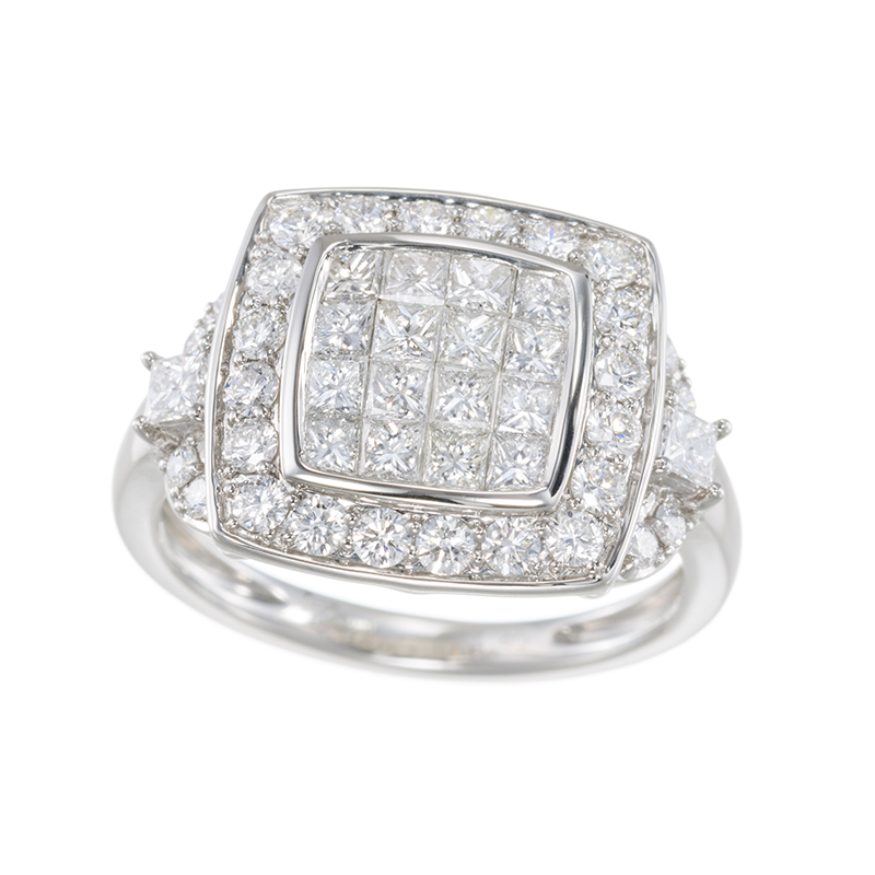 PT950 ダイヤモンド(リリーカット)  ミステリーセッティング リング D約1.40ct(LI)