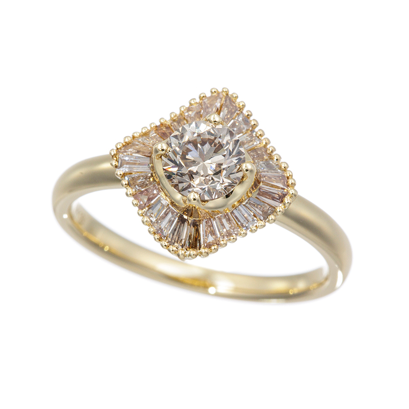 K18YG ブラウンダイヤモンド バレリーナスタイル リング BRD 約1.00ct 