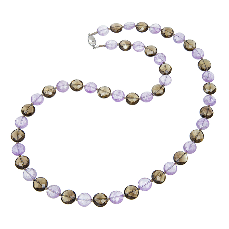 SV アメシスト スモーキークォーツ ネックレス AM 約133.00ct QU 約152.00ct