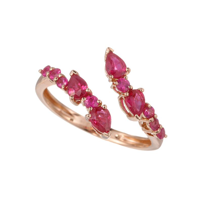K18PG ルビー ピンクサファイア ハグリング RB 約0.65ct PS 約0.25ct