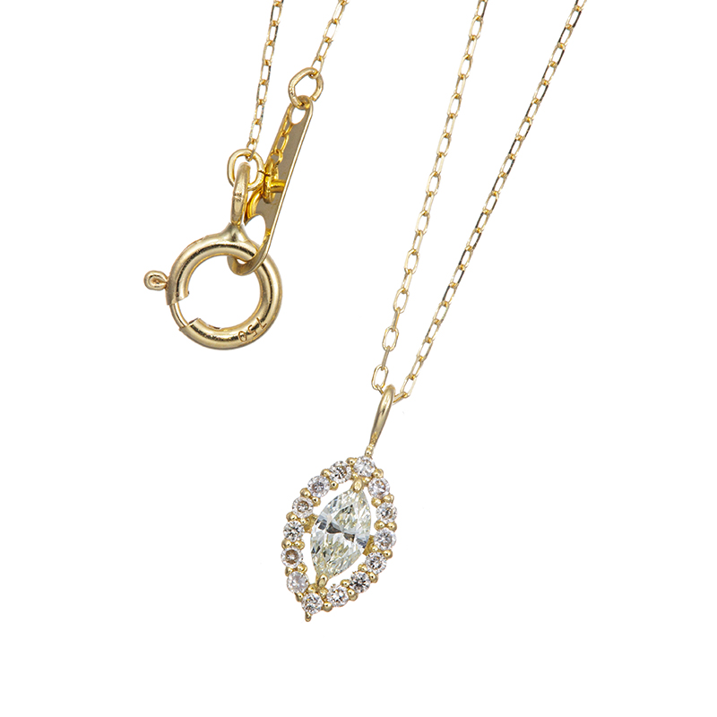 K18YG ダイヤモンド ネックレス D 約0.07ct D 約0.05ct