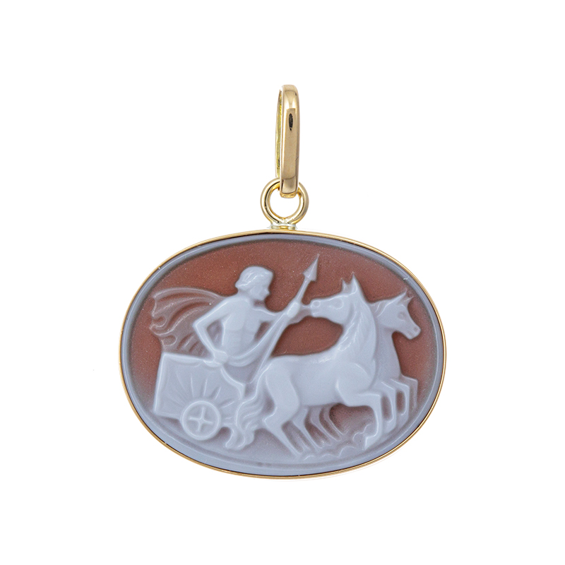 K18YG メノウカメオ ペンダントトップ カメオ 約15×20mm