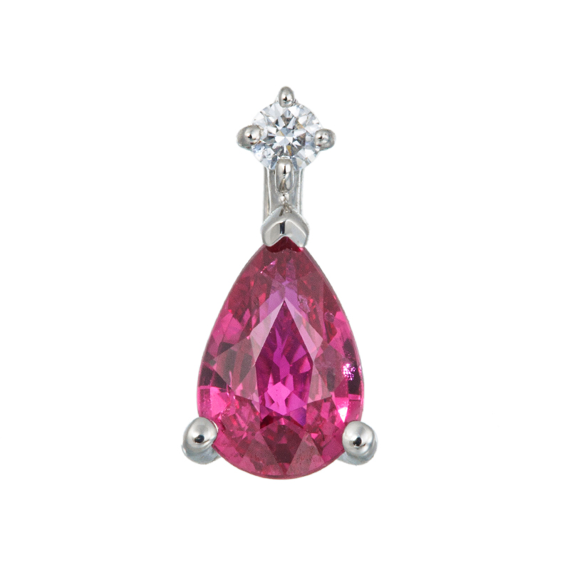純プラチナ モザンビーク産非加熱ルビー H&Cダイヤ(リリーダイヤカット) ペンダントトップ