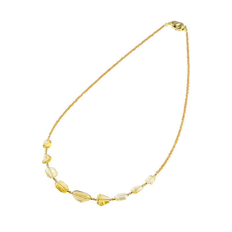 SV/K18YG シトリン ヘソナイトガーネット ネックレス