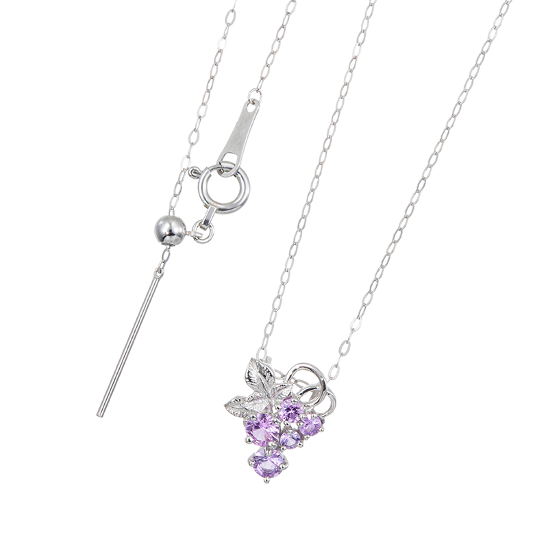 純プラチナ/PT950 パープルサファイア 巨峰 ネックレス PPS 約0.30ct