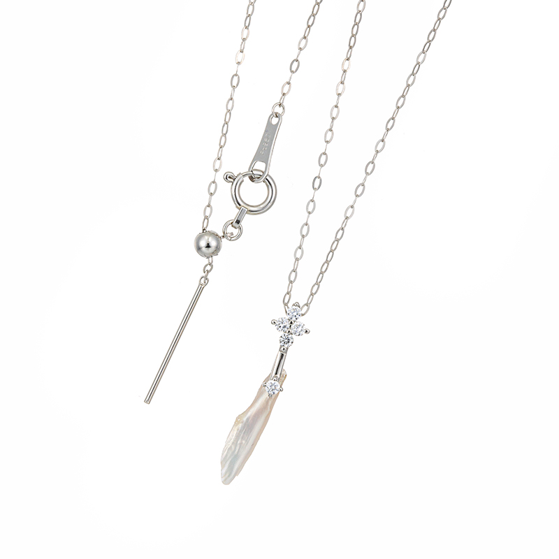 PT950 ナチュラルフレッシュウォーターパール ダイヤ ネックレス