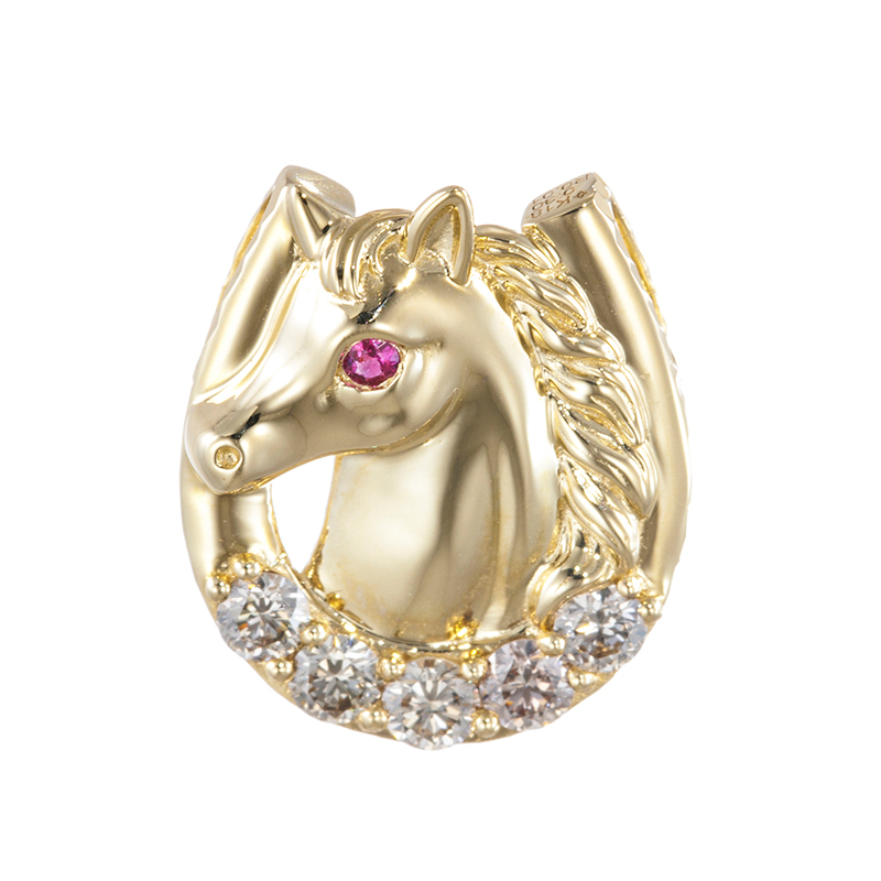 K18Pt900 最高級 ルビー メリーゴーランド ペンダントトップ ダイヤ