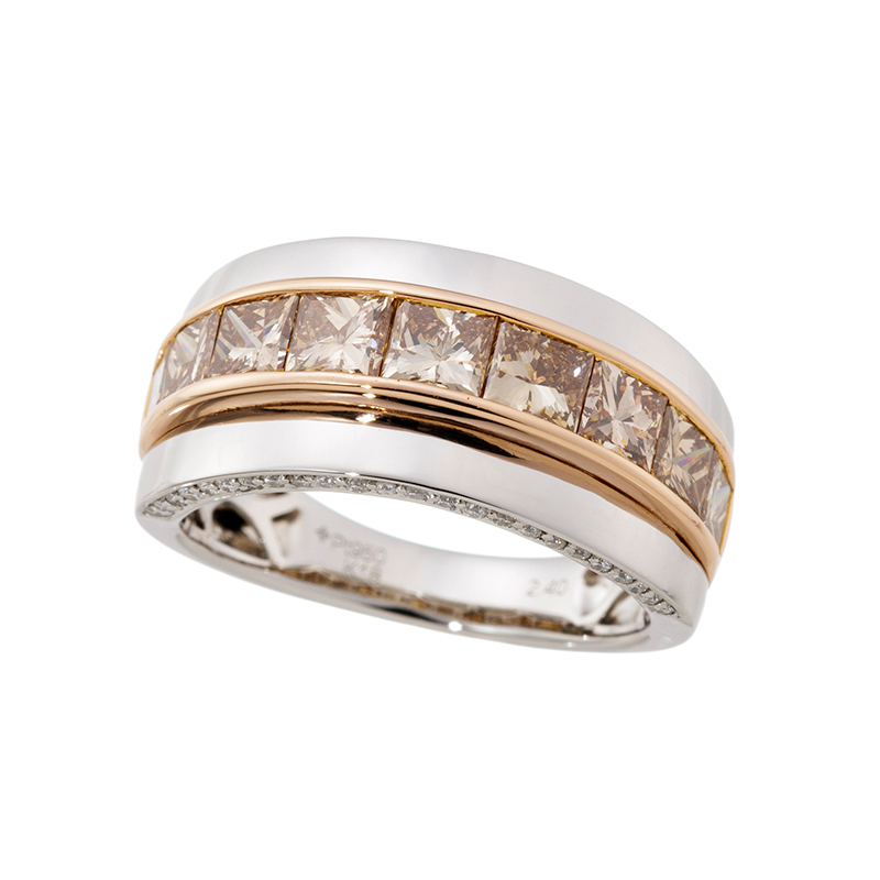 K18PG/PT950ブラウンダイヤ&ダイヤエクレールリングBRD約2.24ctD約0.16ct