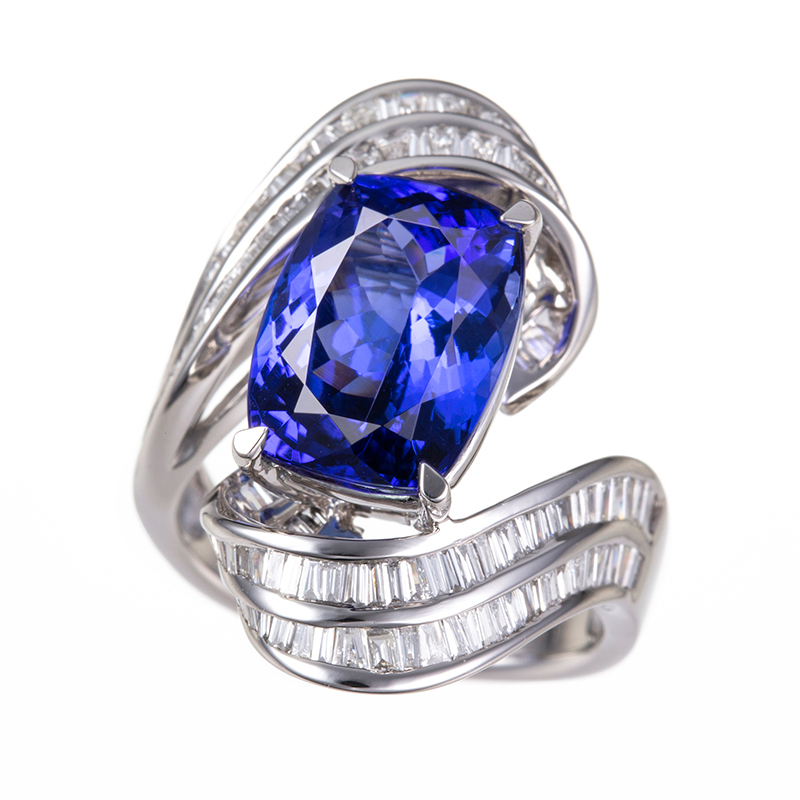 GSTV PT950 タンザナイト ダイヤ リング TA 6.337ct D 1.15ct